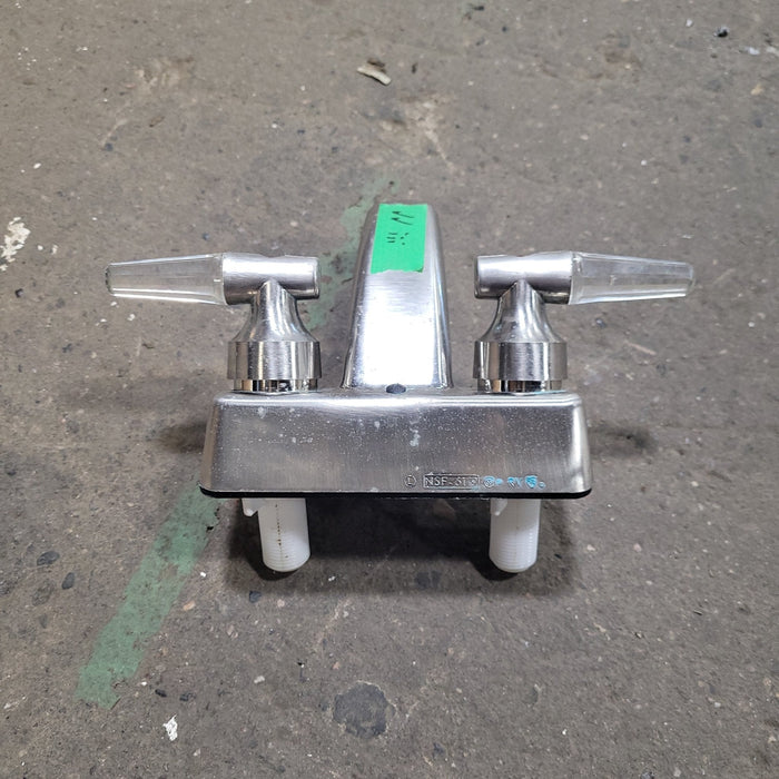 Used 4" Bathroom Faucet, Chrome, Clear/ Chrome Handles