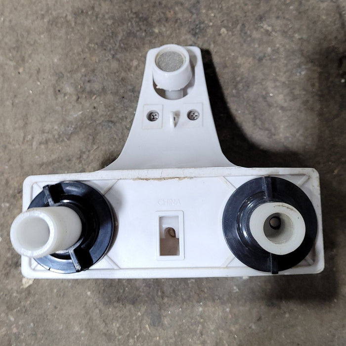 Used 4" Bathroom Faucet, White, Smoked Knobs