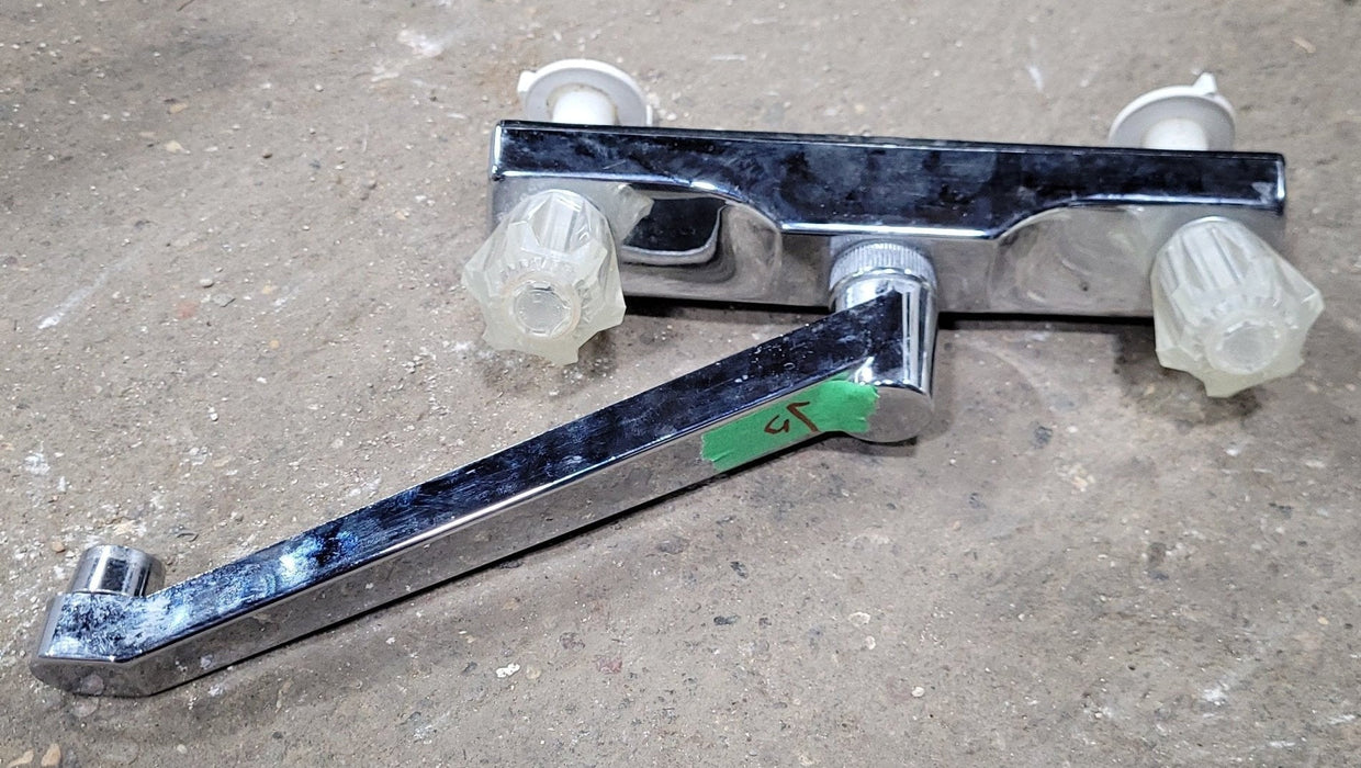 Used 8" Kitchen Faucet, Chrome, Clear Knobs