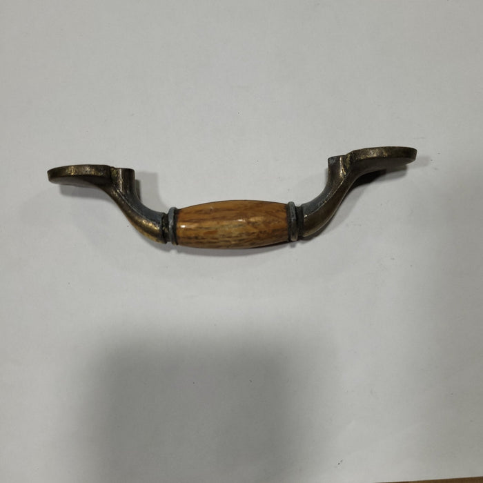 Used Antiqued Bronze (with wooden center) Cabinet Handle With 3" Hole Spacing