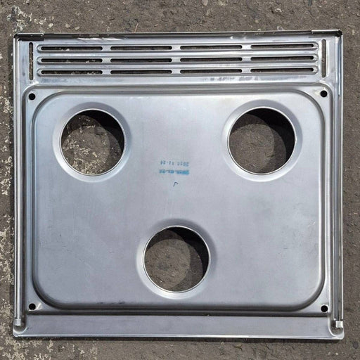 Used Atwood 3 Burner Main Top, Silver (Stainless Steel), Slotted - 21" X 19 1/2" - Young Farts RV Parts