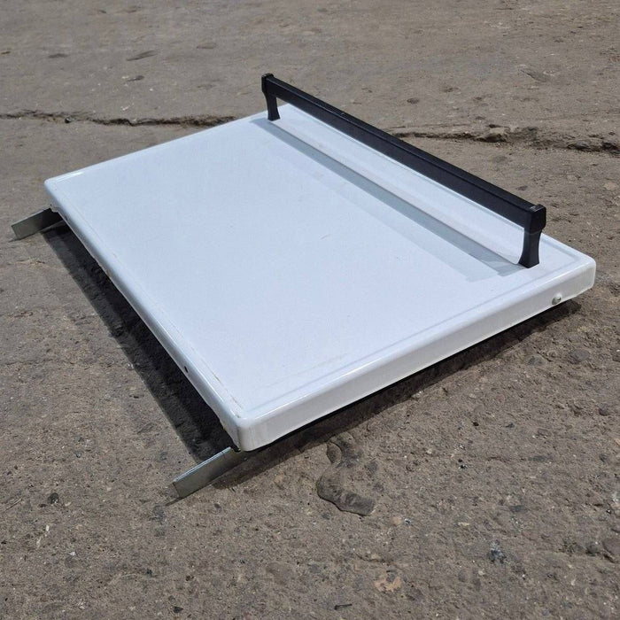 Used Atwood/ Wedgewood Oven Door ,White - 19" x 12 5/8" x 1 3/4"