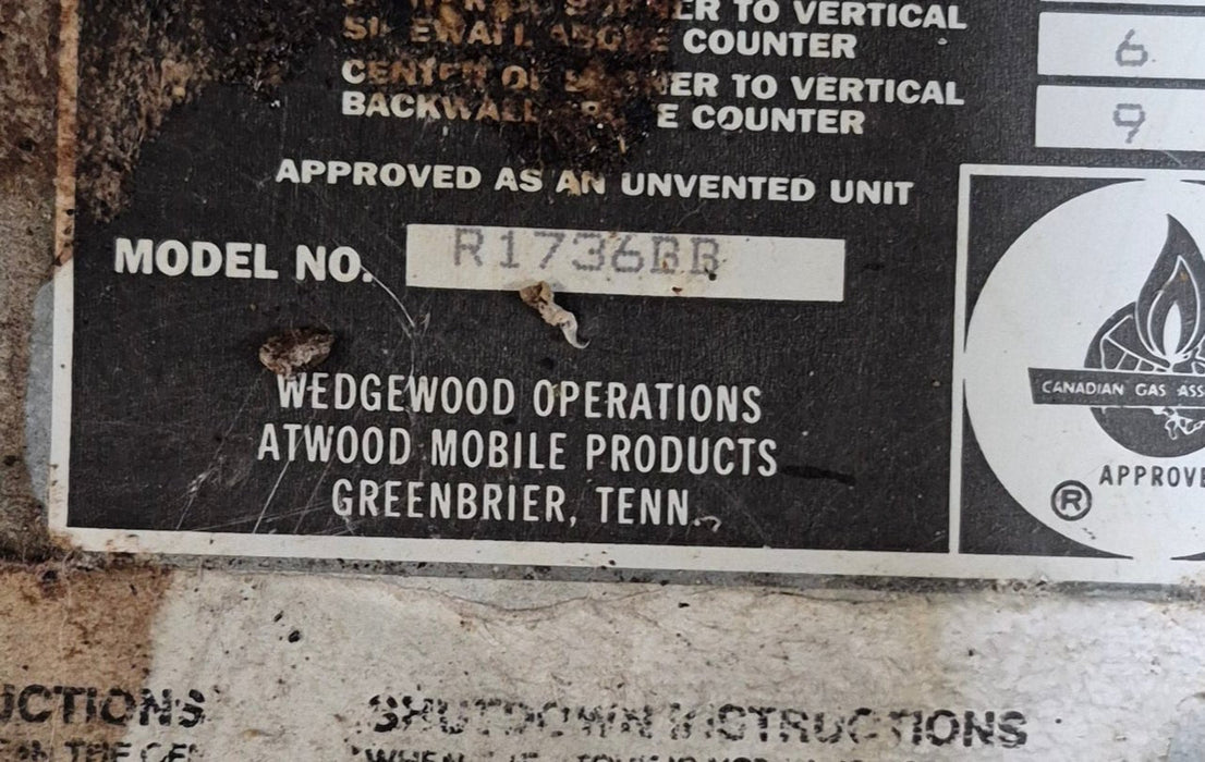 Used Atwood / Wedgewood Range Stove 3-burner 17 3/4" H - R1736BB