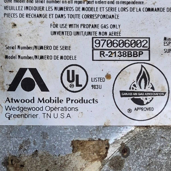 Used Atwood / Wedgewood Range Stove 3-Burner, - R-2138BBP - 21 X 20.125 X 21.25