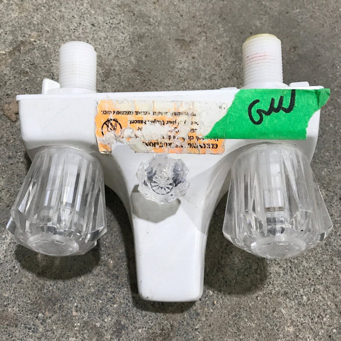 Used 4" Shower Faucet With Diverter, Off White, Clear Knobs
