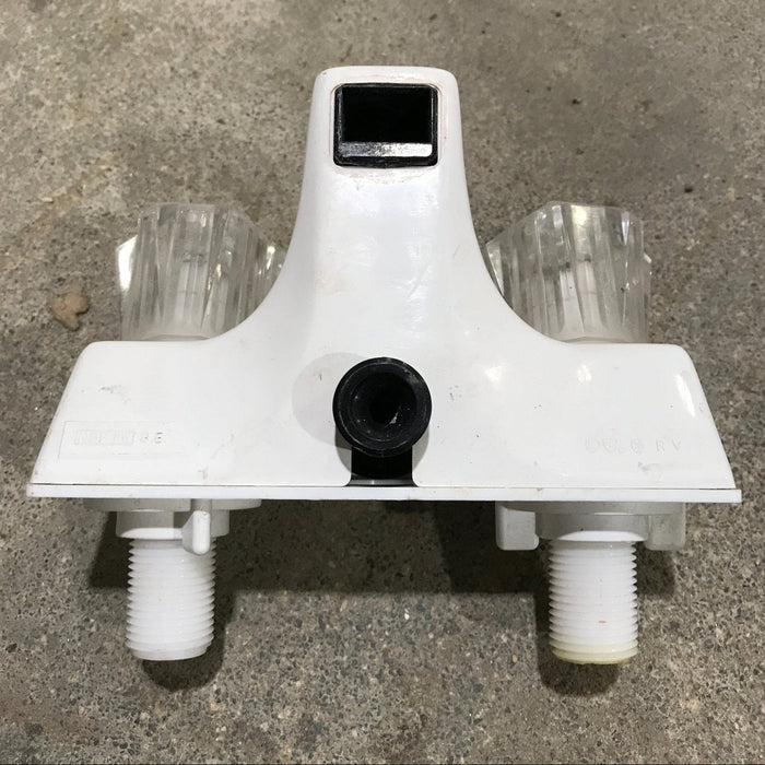 Used 4" Shower Faucet With Diverter, Off White, Clear Knobs