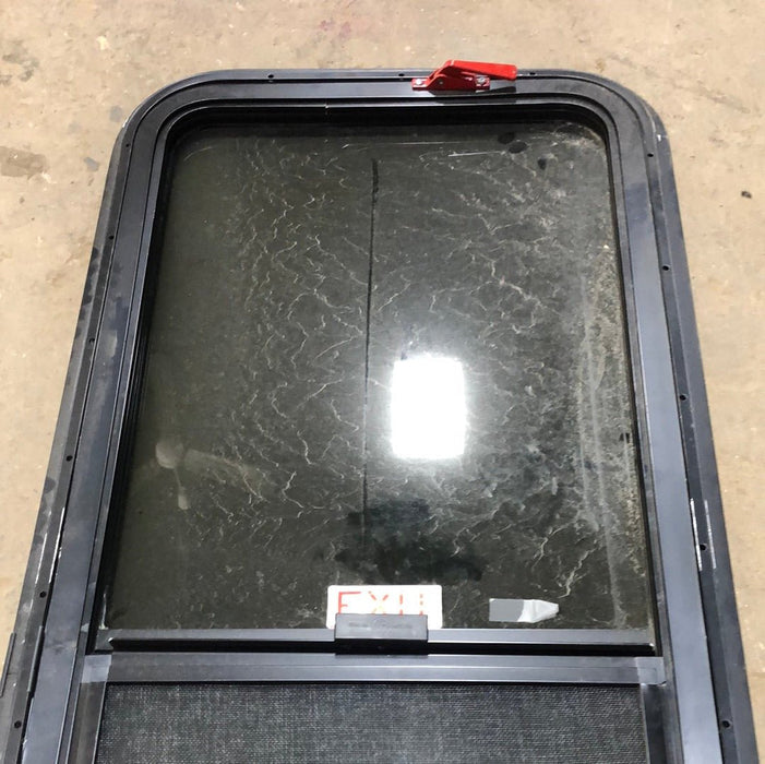 Used Black Emergency Radius Opening Window :48 X 19 1/2 X 2" D - Young Farts RV Parts