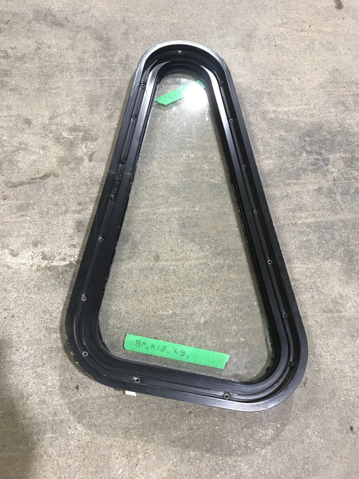 Used Black Radius Angled Non Opening Window : 26" W X 13" H X 2" D