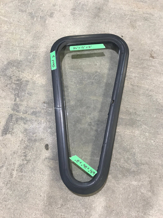 Used Black Radius Angled Non Opening Window : 26" W X 13" H X 2" D