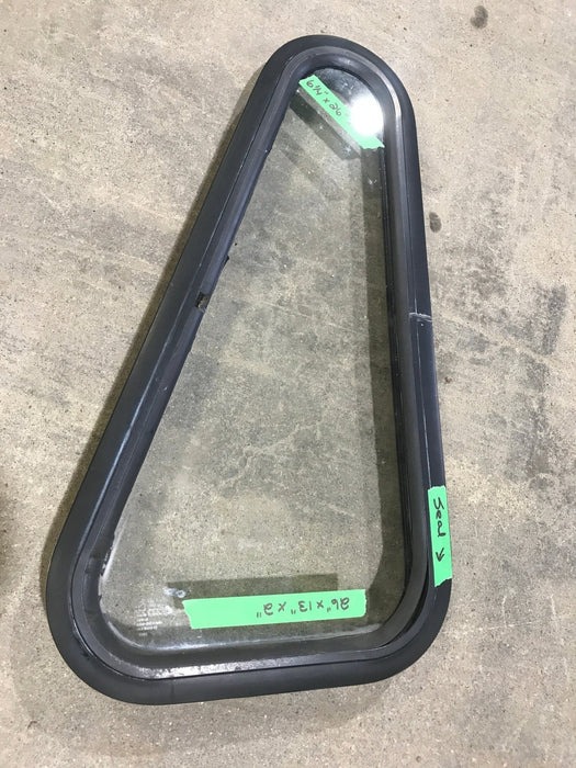 Used Black Radius Angled Non Opening Window : 26" W X 13" H X 2" D