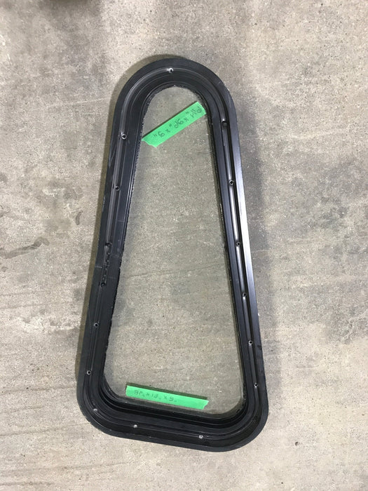 Used Black Radius Angled Non Opening Window : 26" W X 13" H X 2" D