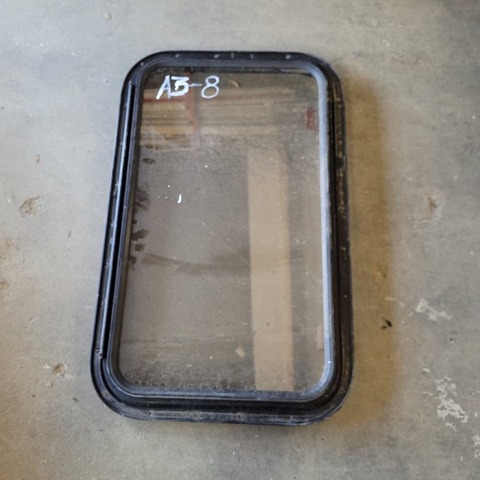 Used Black Radius Emergency Opening Window : 18 X 30 X 2" D - Young Farts RV Parts