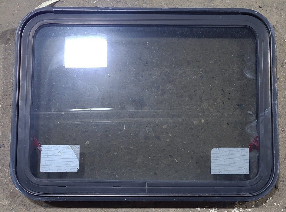 Used Black Radius Emergency Opening Window : 29 1/2" W x 21 1/2" H x 1 7/8" D - Young Farts RV Parts