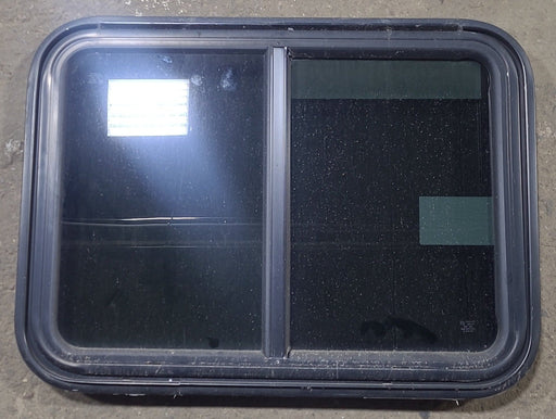 Used Black Radius Emergency Opening Window : 29 1/2" W x 21 1/2" H x 2" D - Young Farts RV Parts