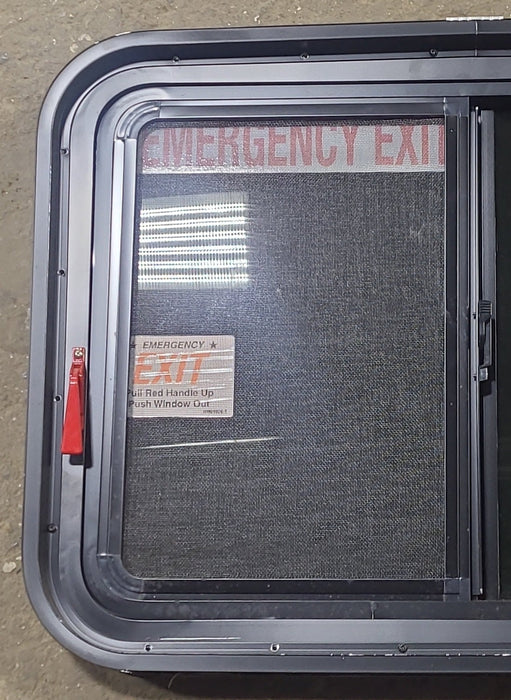 Used Black Radius Emergency Opening Window : 29 1/2" W x 21 1/2" H x 2" D - Young Farts RV Parts