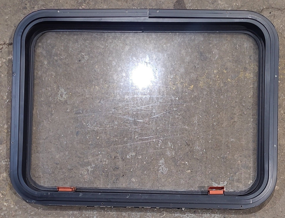 Used Black Radius Emergency Opening Window : 30 1/4" W x 22 1/4" H x 1 1/4" D - Young Farts RV Parts