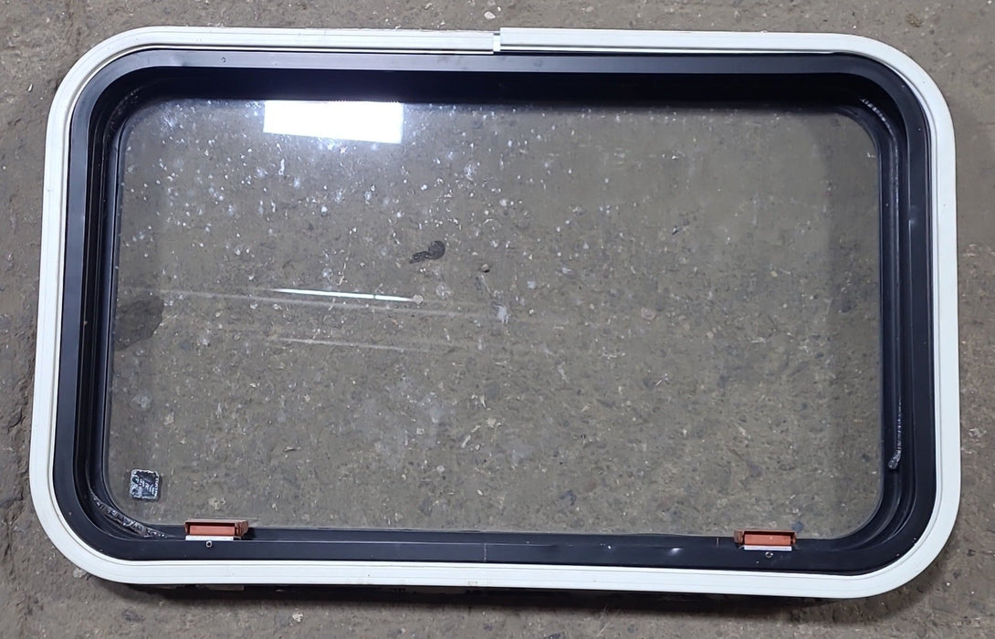 Used Black Radius Emergency Opening Window : 30 3/4" W x 18 3/4" H x 1 5/8" D - Young Farts RV Parts