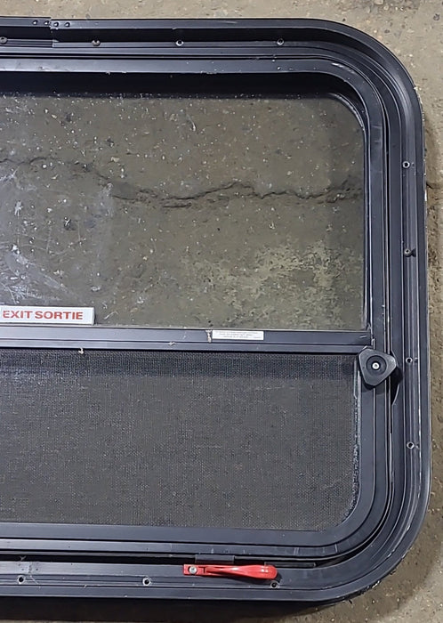 Used Black Radius Emergency Opening Window : 31 1/2" W x 23 3/4" H x 1 7/8" D - Young Farts RV Parts
