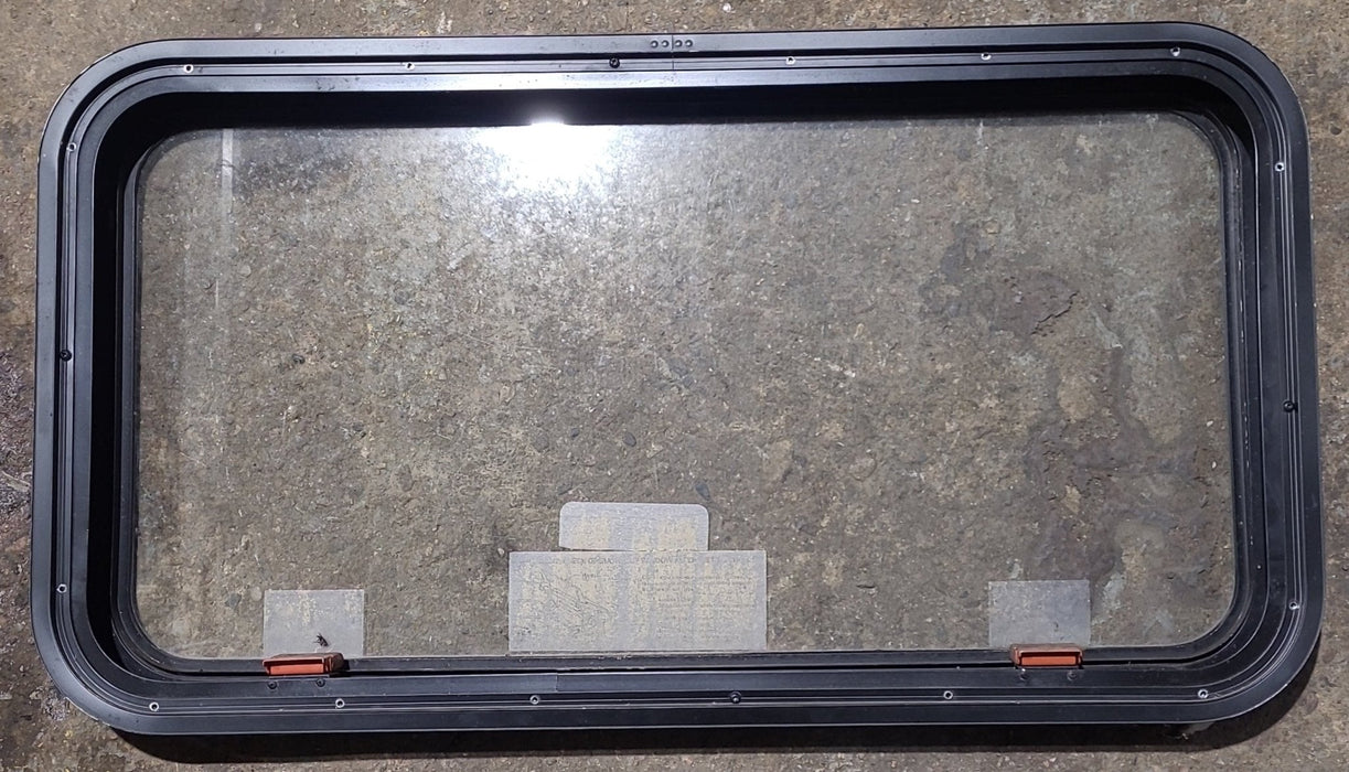 Used Black Radius Emergency Opening Window : 35 1/2" W x 18 3/4" H x 1 3/4" D - Young Farts RV Parts