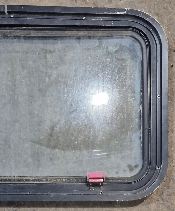 Used Black Radius Emergency Opening Window : 35 1/2" W x 19 1/2" H x 1 1/2" D - Young Farts RV Parts