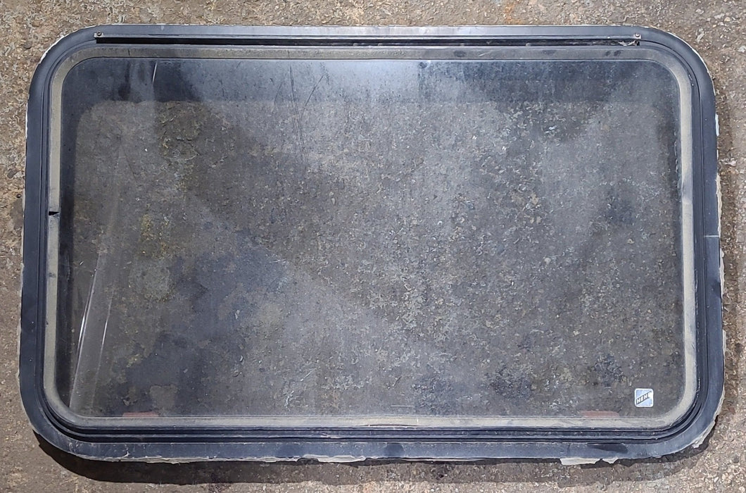 Used Black Radius Emergency Opening Window : 35 1/2" W x 21 3/4" H x 1 5/8" D - Young Farts RV Parts