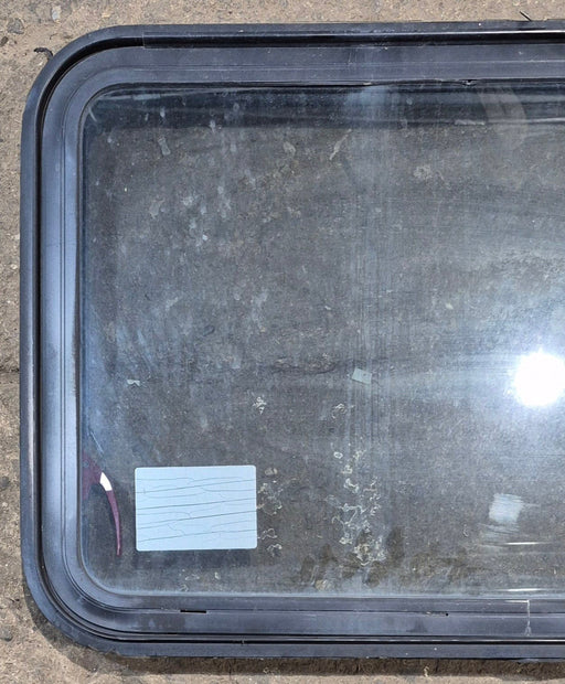 Used Black Radius Emergency Opening Window : 35 1/4" W x 21 1/4" H x 1 3/4" D - Young Farts RV Parts