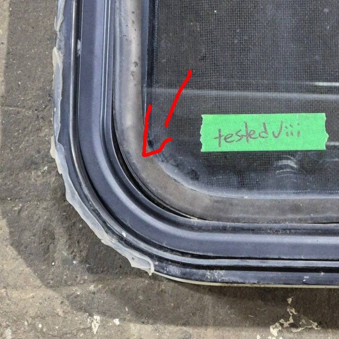 Used Black Radius Emergency Opening Window : 35" X 21.25" X 1.875" - Young Farts RV Parts