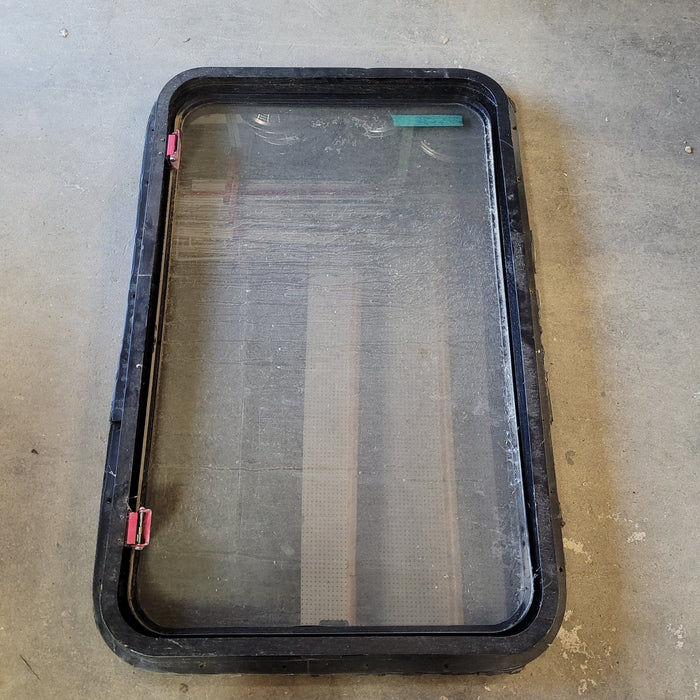 Used Black Radius Emergency Opening Window : 36 X 22 1/2 X 2" D - Young Farts RV Parts