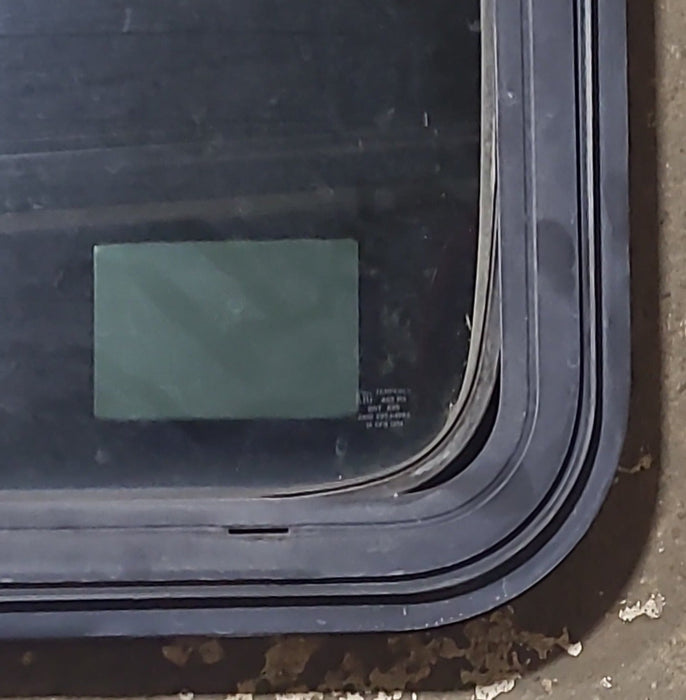 Used Black Radius Emergency Opening Window : 47 1/2" W x 21 3/8" H x 1 3/4" D - Young Farts RV Parts