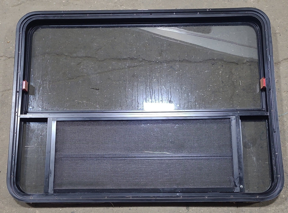 Used Black Radius Emergency Opening Window : 47 1/4" W x 35 1/2" H x 1 7/8" D - Young Farts RV Parts