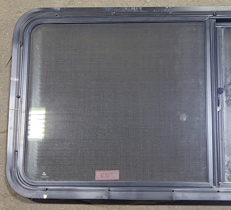 Used Black Radius Emergency Opening Window : 47 5/8" W x 21 1/2" H x 1 7/8" D - Young Farts RV Parts