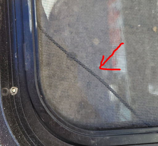 Used Black Radius Emergency Opening Window : 55 1/4 X 25 1/4 X 2" D - Young Farts RV Parts