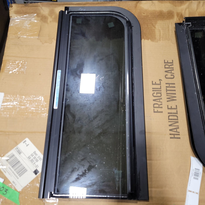 Used Black Radius Frameless Opening Window : 24 1/2" X 10 1/2" X  1/2" D