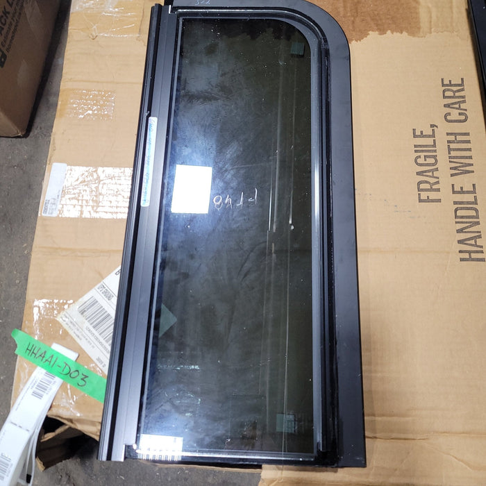 Used Black Radius Frameless Opening Window : 24 1/2" X 10 1/2" X  1/2" D