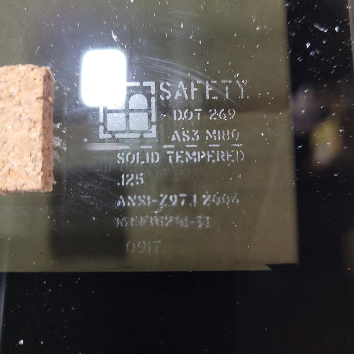 Used Black Radius Frameless Opening Window : 24 1/2" X 10 1/2" X  1/2" D