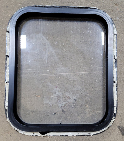 Used Black Radius Non-Opening Window : 16 3/4" W X 19 3/4" H X 1 1/2" D - Young Farts RV Parts