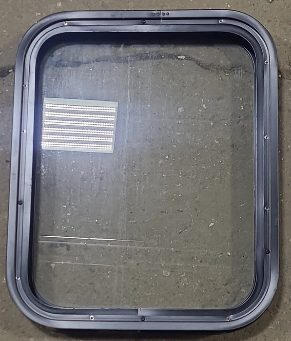 Used Black Radius Non Opening Window : 17 1/2" W x 21 1/2" H x 2" D