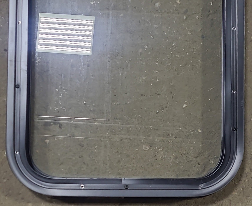 Used Black Radius Non Opening Window : 17 1/2" W x 21 1/2" H x 2" D
