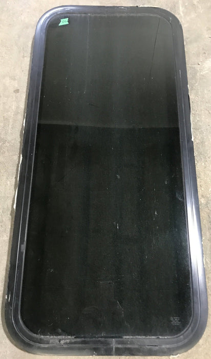Used Black Radius Non Opening Window : 17 1/2" W x 39 1/2" H x 1 7/8" D - Young Farts RV Parts