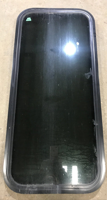 Used Black Radius Non Opening Window : 17 1/2" W x 39 1/2" H x 1 7/8" D