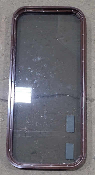 Used Brown Radius Non Opening Window : 17 3/4" W x 39 3/4" H x 1 3/8" D
