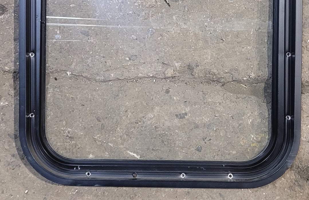 Used Black Radius Non Opening Window : 18 1/4" W x 21 3/4" H x 1 3/4"