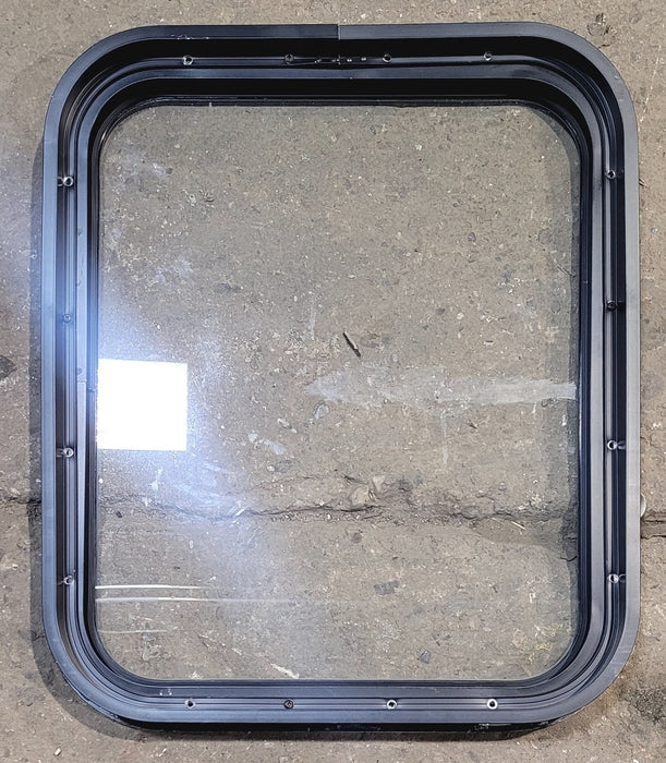 Used Black Radius Non Opening Window : 18 1/4" W x 21 3/4" H x 1 3/4"