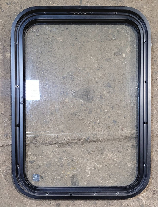Used Black Radius Non Opening Window : 18 1/4" W x 25 3/4" H x 1 3/4"