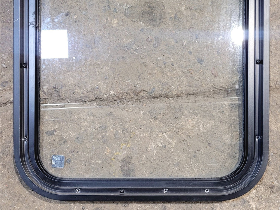 Used Black Radius Non Opening Window : 18 1/4" W x 25 3/4" H x 1 3/4"