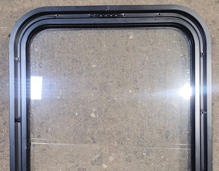 Used Black Radius Non Opening Window : 18 1/4" W x 25 3/4" H x 1 3/4"