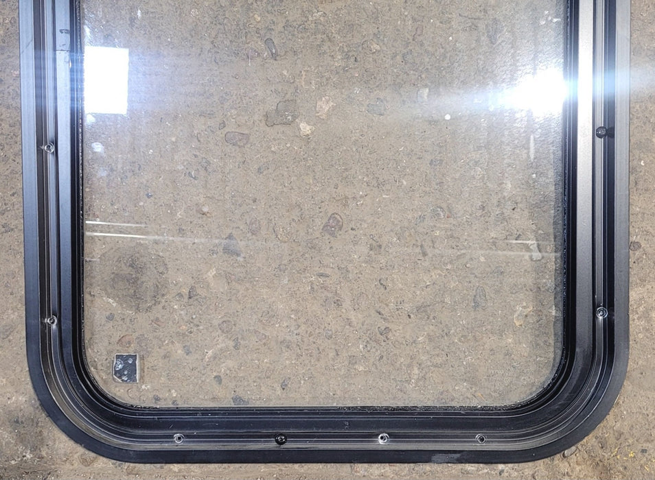 Used Black Radius Non Opening Window : 18 1/4" W x 25 3/4" H x 1 3/4"