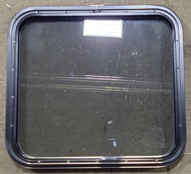 Used Black Radius Non Opening Window : 23 1/2" W x 21 1/2" H x 1 3/4" D - Young Farts RV Parts