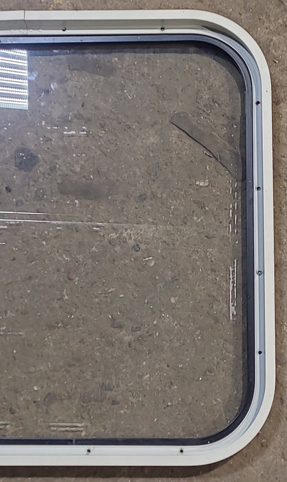 Used Black Radius Non Opening Window : 23 1/2" W x 21 3/4" H x 1 3/4" D - Young Farts RV Parts