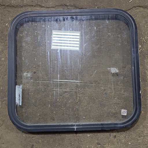 Used Black Radius Non Opening Window : 23 1/2" W x 21 3/4" H x 1 5/8" D - Young Farts RV Parts
